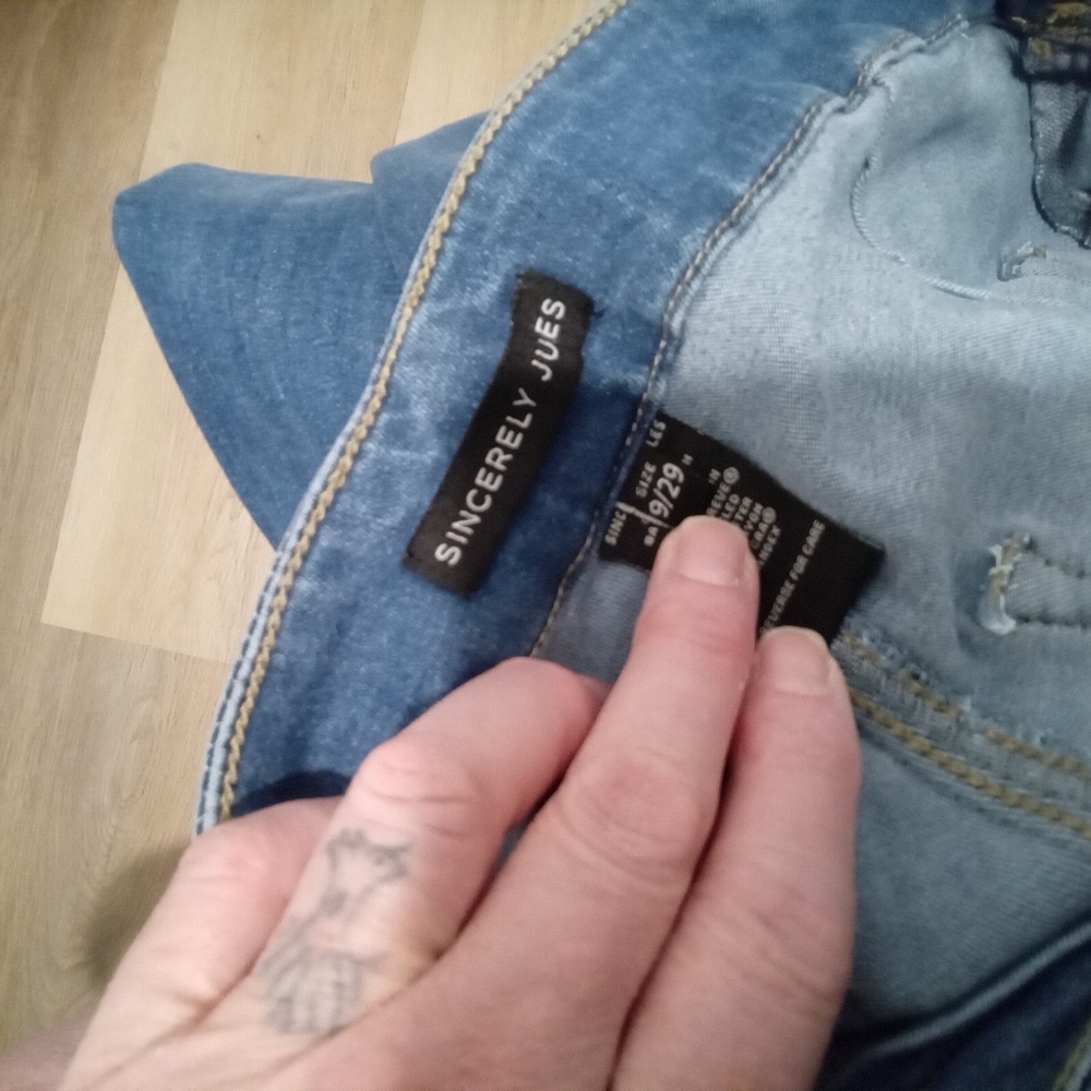 Sincerely Jules Retro V-Shaped Zippered Front Blue Jeans Juniors Size 9 - Picture 7 of 16